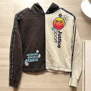 Justice sport cropped hoodie LARGE